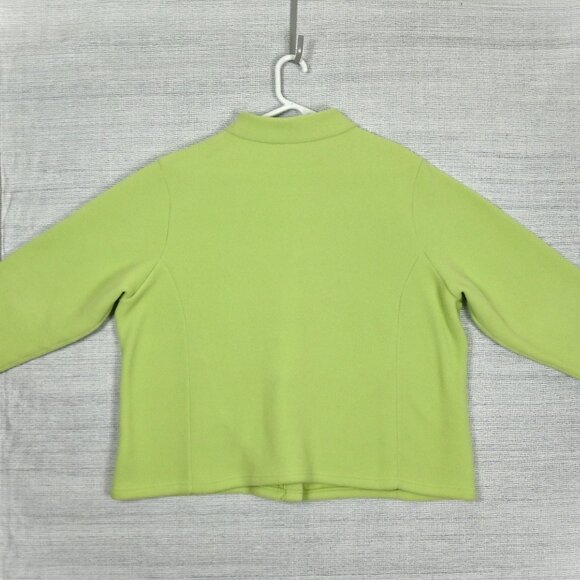 LL Bean 90s Fleece Polartec Thermal Oversized Mock Neck Lime Green Jacket Sz 2XL - Picture 5 of 16